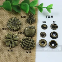 50setslot fruit flower design bronze color metal snap button diy leather craft accessories