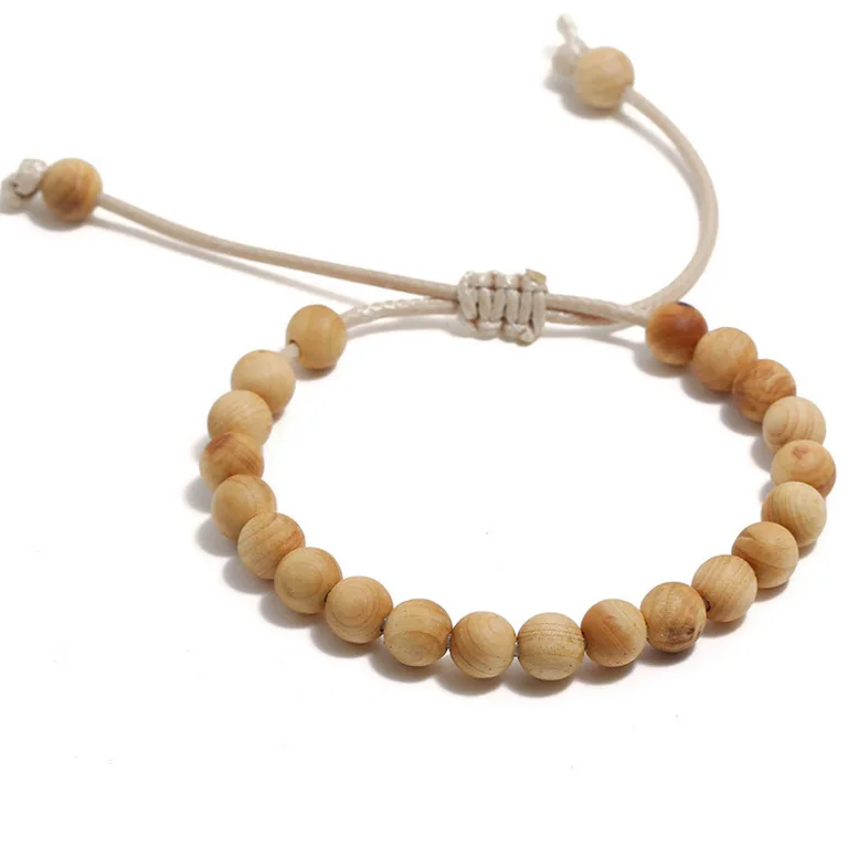 Thuja Beads Минималистичный Плетеный вручную деревянный браслет ручной работы Будда деревянный браслет для мужчин йога медитация браслет Мала ювелирные изделия Homme - Окраска металла: Thuja Beads