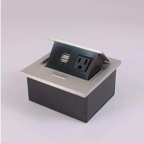 

Небольшая дешевая Высококачественная настольная розетка с 1 американской мощностью + 2 зарядными USB Серебристая/черная