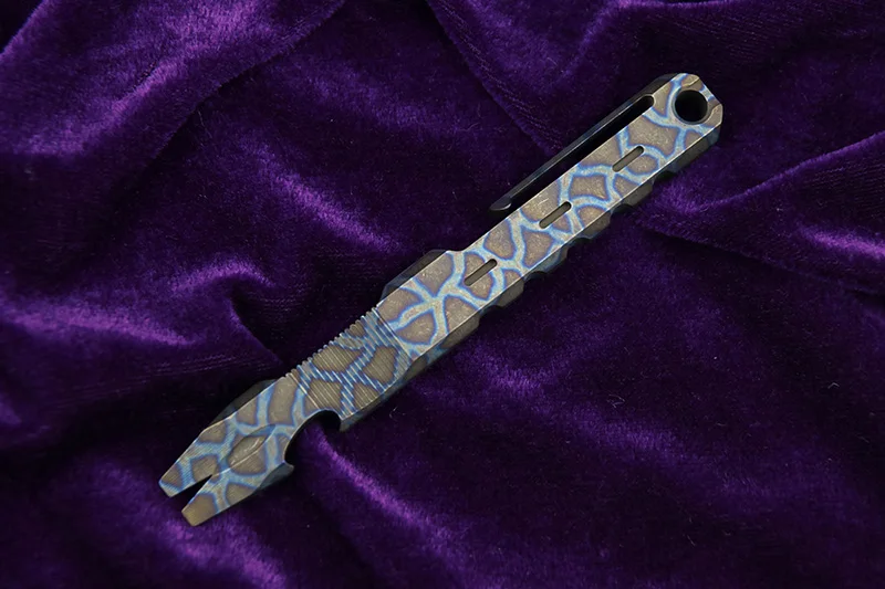 flame titanium LEMIFSHE коронарный титановый анодный окислительный штапель Круглый хвостовик с плоской головкой острый лом Кемпинг Охота EDC инструменты - Цвет: flame titanium