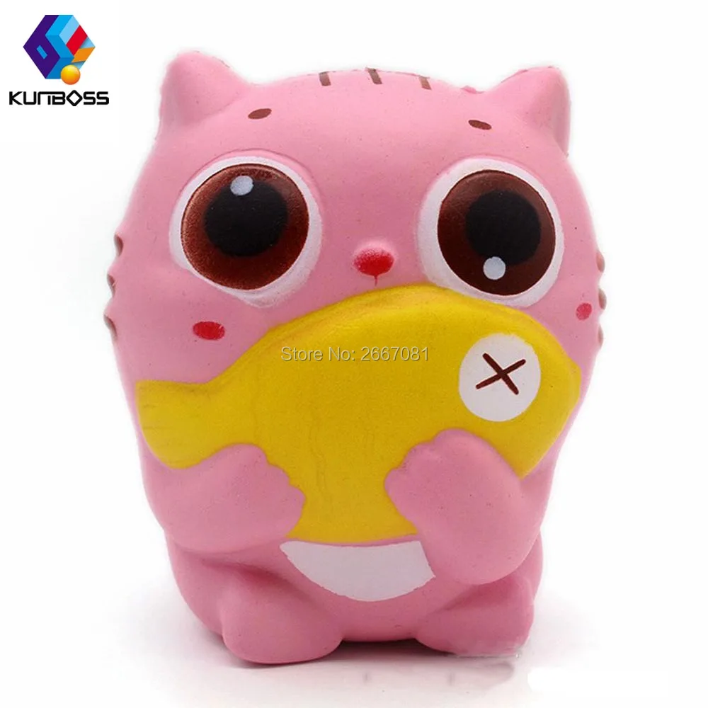 2018 Лидер продаж KunBoss 10 см мягкими мягкий Squeeze стресса Kawaii кошка держать Рыба