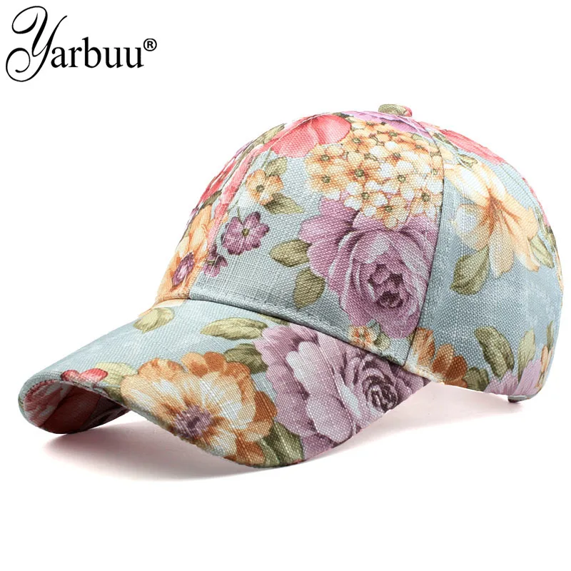 

[YARBUU] Lady flower print baseball cap 2018 new fashion high quality casual snapback hat Spring caps for girls drop shipping
