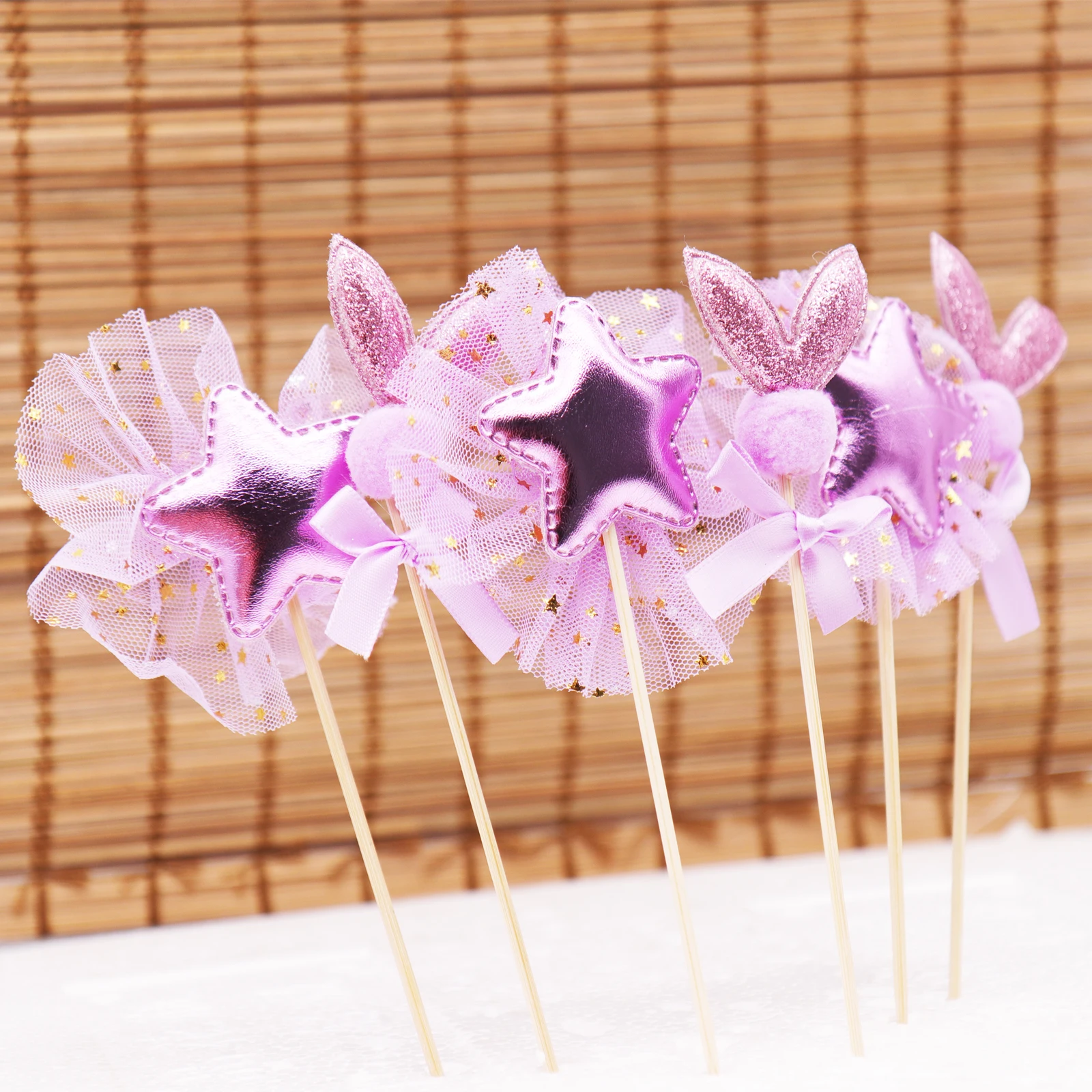 6pcs/set Star Rabbit Cupcake Cake Topper Flag Picks Decoration For Birthday Baby Shower Wedding Party Supply | Дом и сад