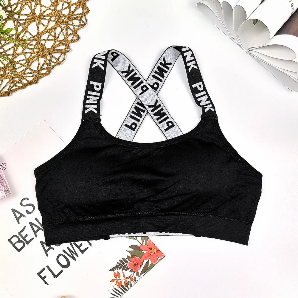 black Сексуальный бюстгальтер с принтом "Розовый", женский бюстгальтер с перекрестной спинкой, бюстгальтер пуш-ап, Бюстье с мягкими чашечками, бесшовный бюстгальтер для женщин, Soutien Gorge bh - Цвет: black