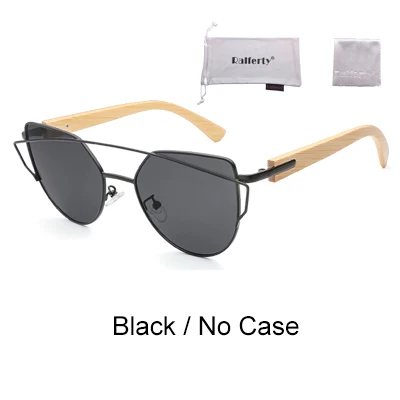 Black - No Case Ralferty бамбуковые женские солнцезащитные очки ретро кошачий глаз розовый Винтаж солнцезащитные очки UV400 дерево солнцезащитных очков новое качество очки Oculo K1585 - Цвет линз: Black - No Case