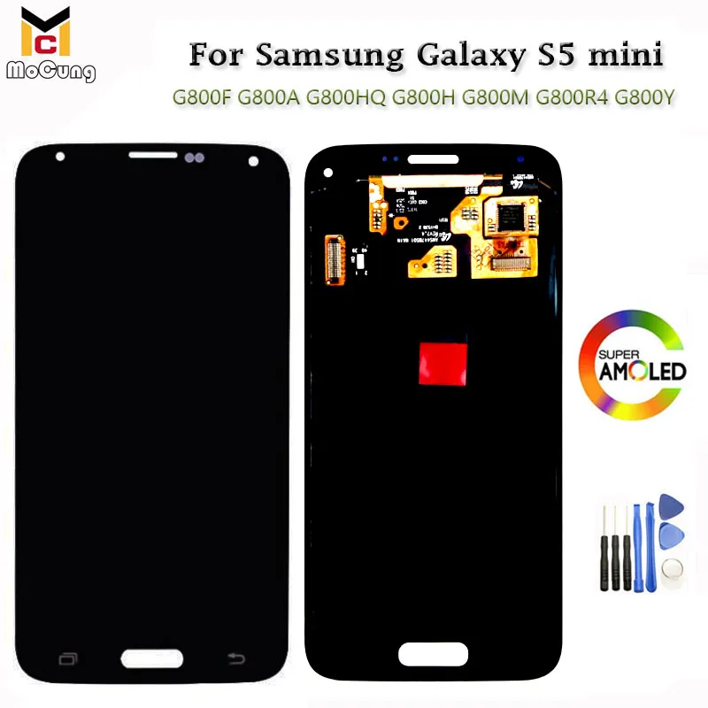 ЖК дисплей Super AMOLED 4 5 дюйма для Samsung Galaxy S5 Mini G800F G800A G800HQ G800H G800M G800R4 G800Y с сенсорным
