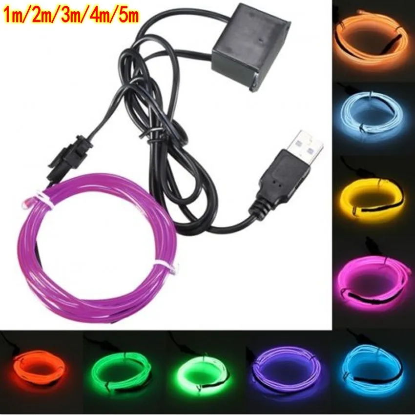 6 м/8 м/10 м EL провод с USB инвертором 5 в Танцевальная вечеринка Декор гирлянда