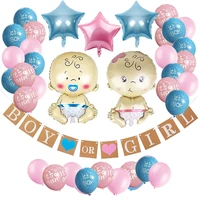 zljq gender reveal party pack baby shower decorations boy or girl banner and balloons paper flower ball pregnancy announcement