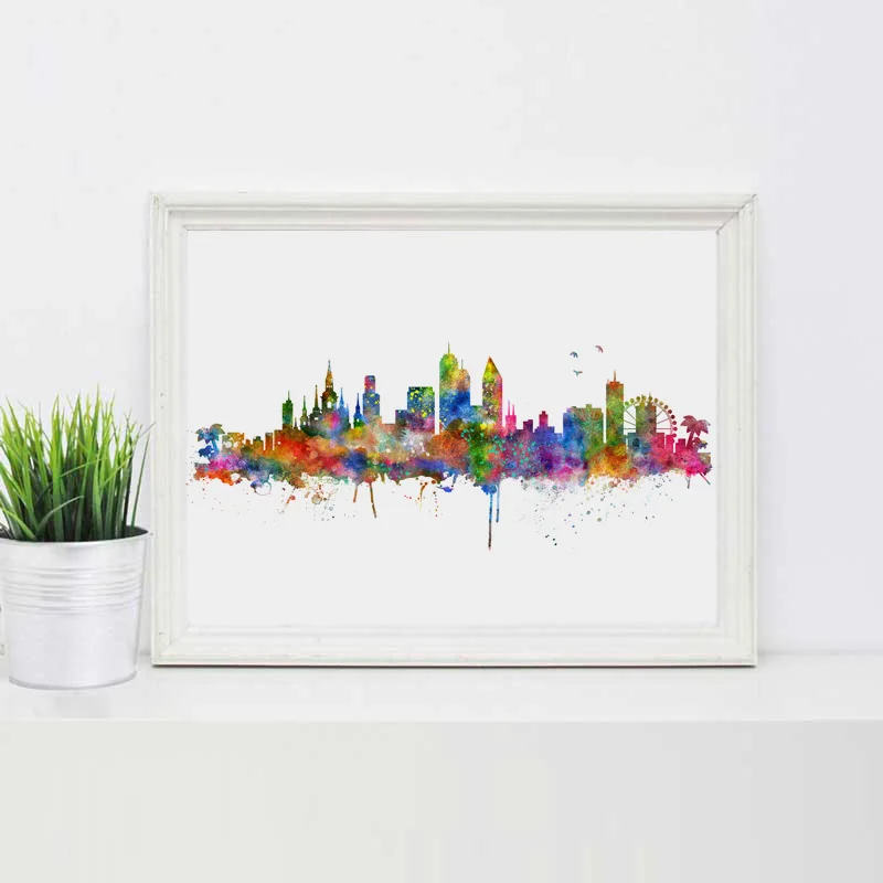 Настенный Декор Orlando с акварельным принтом изящная художественная бумага Skyline City