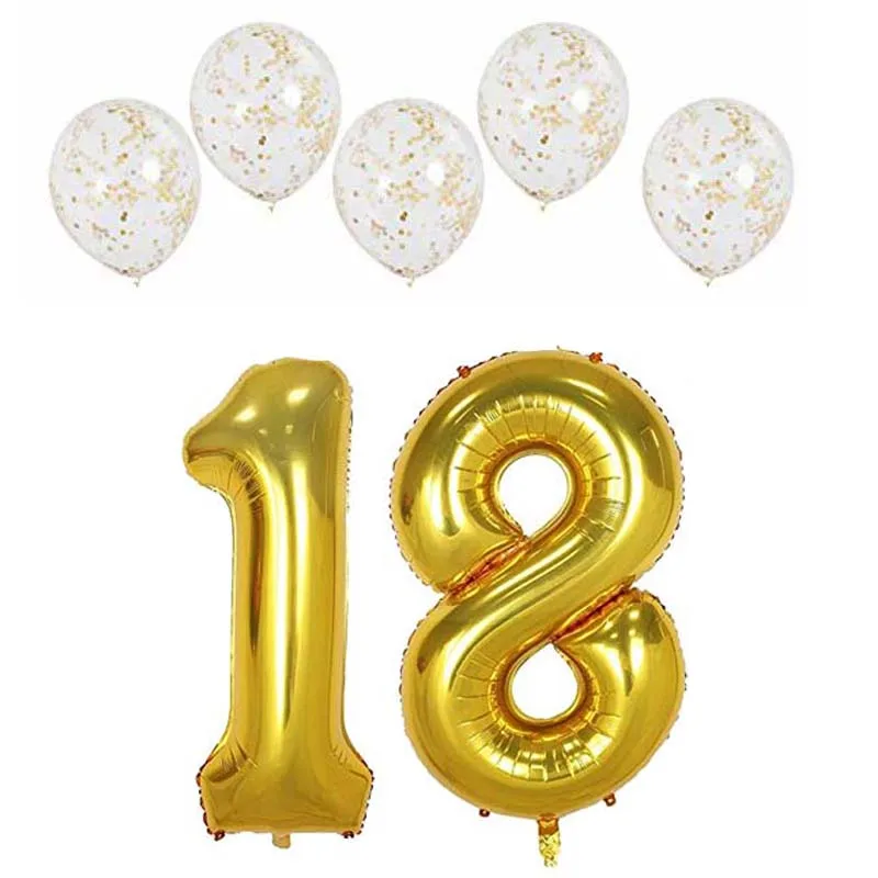 number 18 Золотые шары с цифрами для 16 18 20 21 30 40 50 60 70 80 лет для взрослых День Рождения Вечеринка юбилей украшения фон подарок - Цвет: number 18