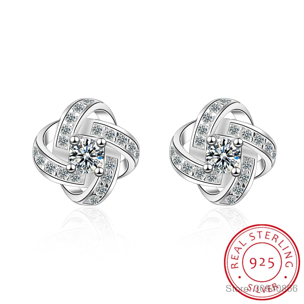 Женские круглые серьги гвоздики из серебра 925 пробы с фианитами|Серьги-гвоздики| |