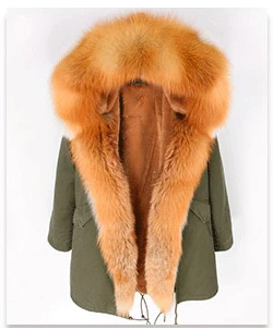 23 OFTBUY пальто с натуральным мехом, зимняя куртка, Женское пальто, воротник из лисьего меха, подкладка из искусственного меха, длинная парка, уличная одежда, модная верхняя одежда - Цвет: 23