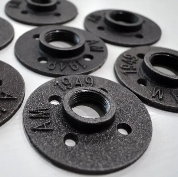 10 шт./лот BSP резьба ковкого железа трубы фитинги настенное крепление пол Античный Ретро стиль фланец аппаратный инструмент чугунные литые фланцы