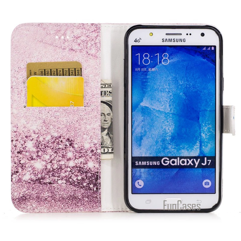 Кожаный бумажник чехол для Samsung Galaxy J7 2016 2015 J710F j710fn j700f j700m случае Мрамор рок Чехол