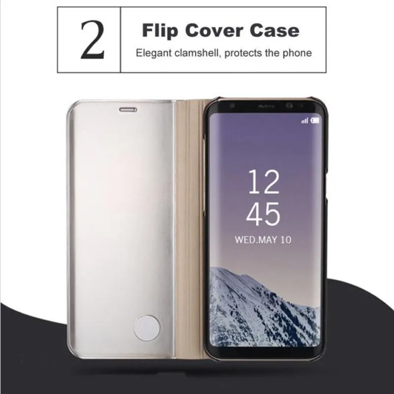 Чехол для Samsung Galaxy S8 Plus S6 S7 Edge Note 8 Smart Clear Mirror View A3 A5 A7 J3 J5 J7 2017 откидной