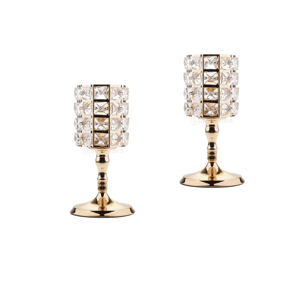 2 шт. романтические блестящие хрустальные бусины Votive Tealight подсвечники