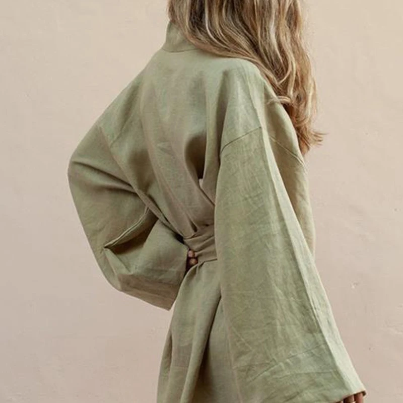 Women Long Blouses 2019 Spring Casual Bandage Cotton Linen Top Ladies Lace-up Loose Shirts Chic Solid White Oversize | Женская одежда