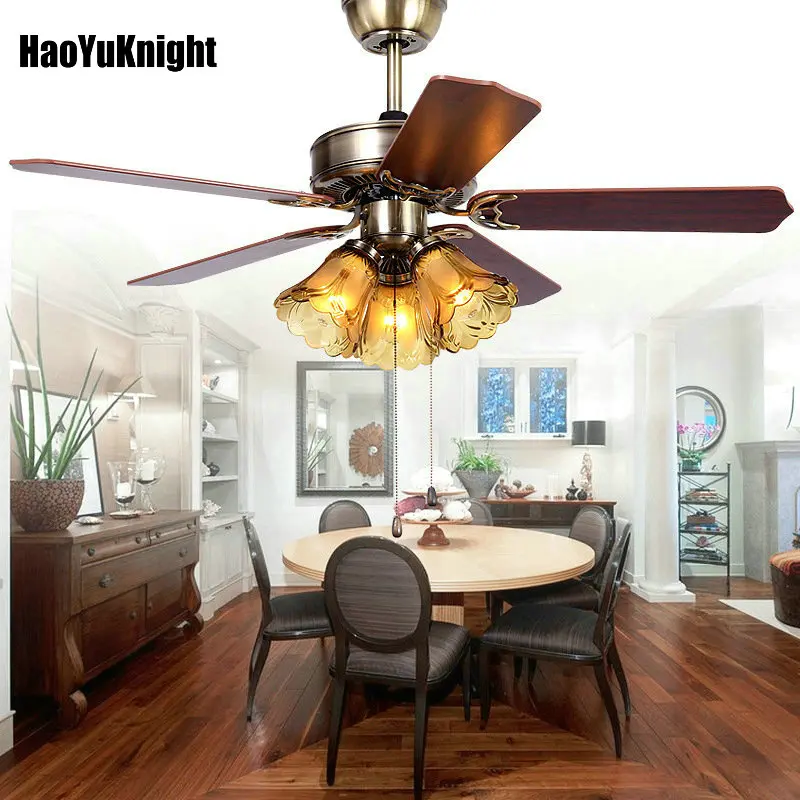 Ceiling Fans Restaurant Continental Creative Fan Leaf fan Light Living Room 42-Inch LED 220-Watt And 120-Watt Lights | Лампы и