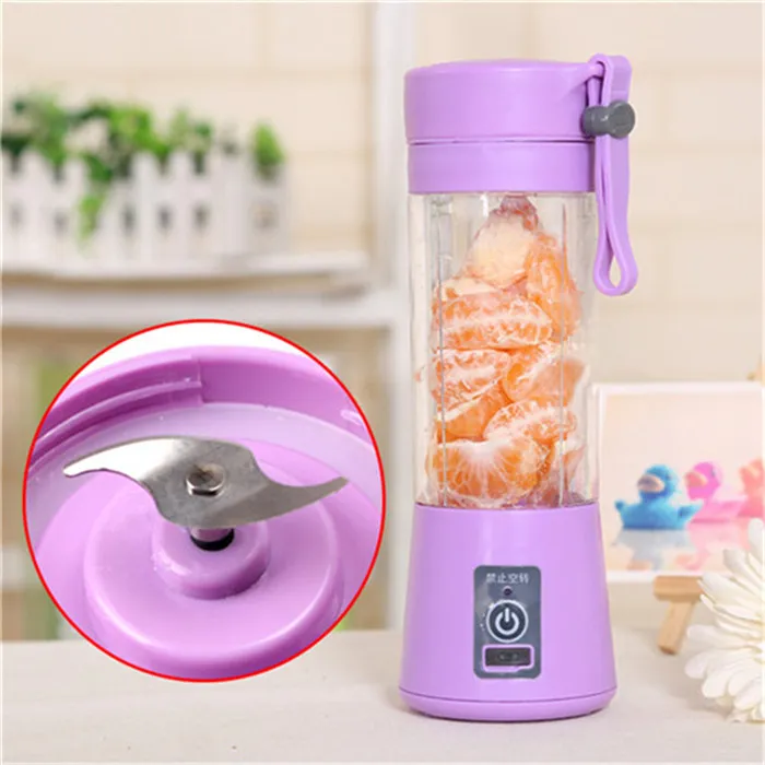 Two Blades Purple 400 мл, портативный блендер для сока, USB соковыжималка, чашка, Многофункциональный миксер для фруктов, шесть лезвий, миксер, смузи, детское питание, Прямая поставка - Цвет: Two Blades Purple