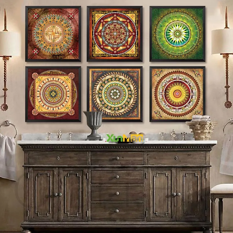 Новый богемный стиль цветочный мандала холст картины художественные постеры