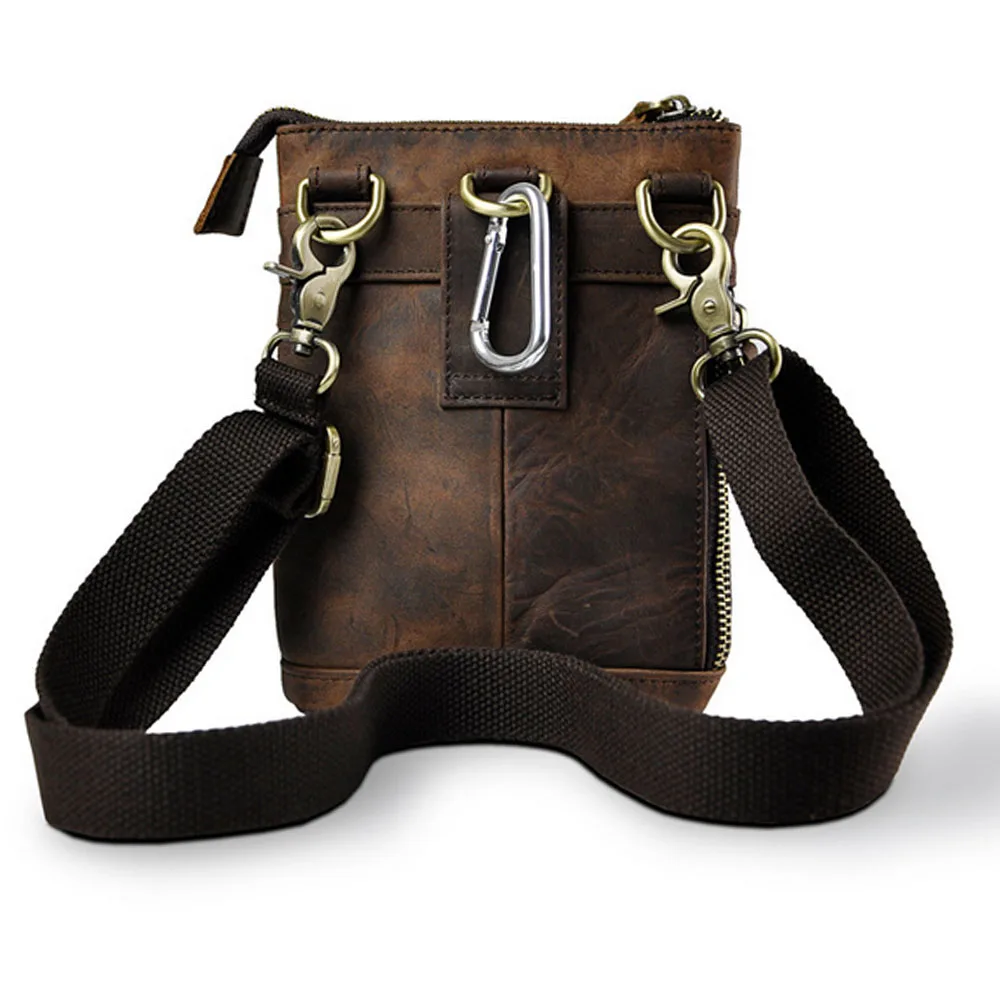 Мужская поясная сумка Crazy Horse из воловьей кожи Винтажная сумочка через плечо