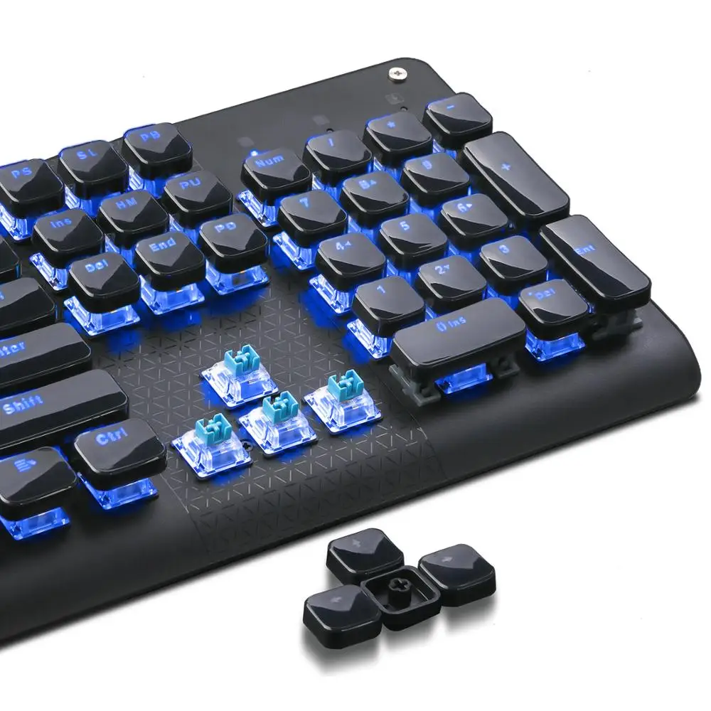Механическая игровая клавиатура HUO JI K 600 проводная USB с синей светодиодный Ной