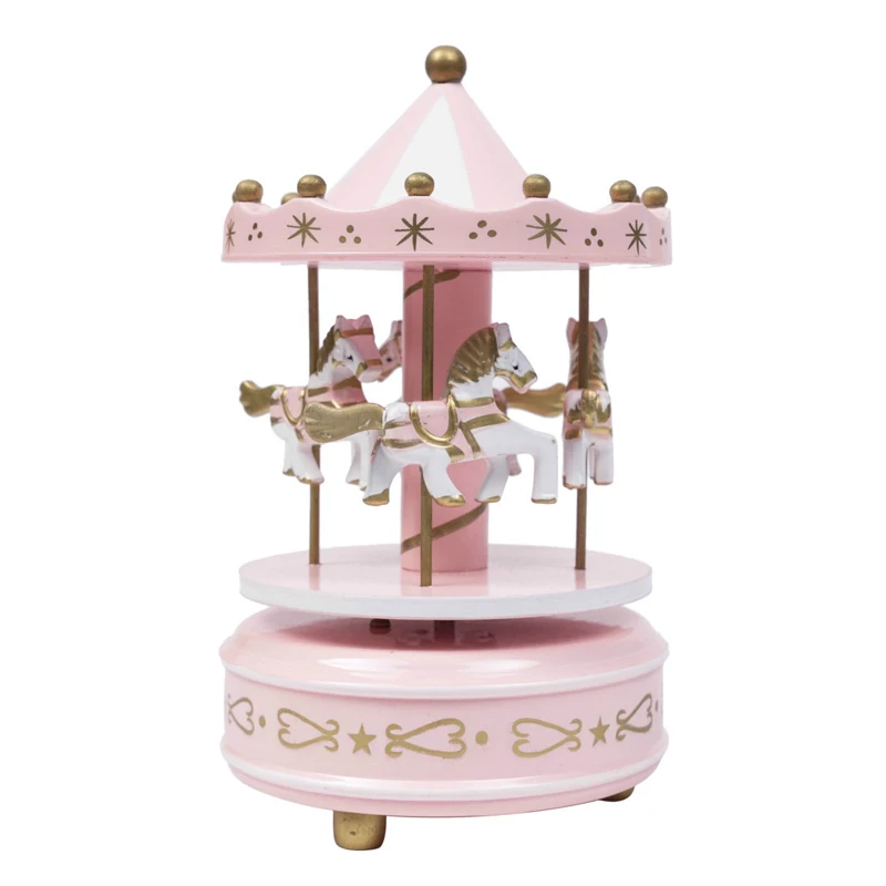 Merry-go-круглая деревянная музыкальная карусель коробка игрушка детская игра домашний декор карусельная лошадка музыкальная шкатулка Рождество Свадьба День рождения подарок