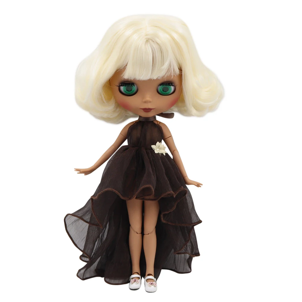 Ледяной DBS Blyth кукольные 1/6 Bjd из черной кожи Матовые шарнирное тело золото