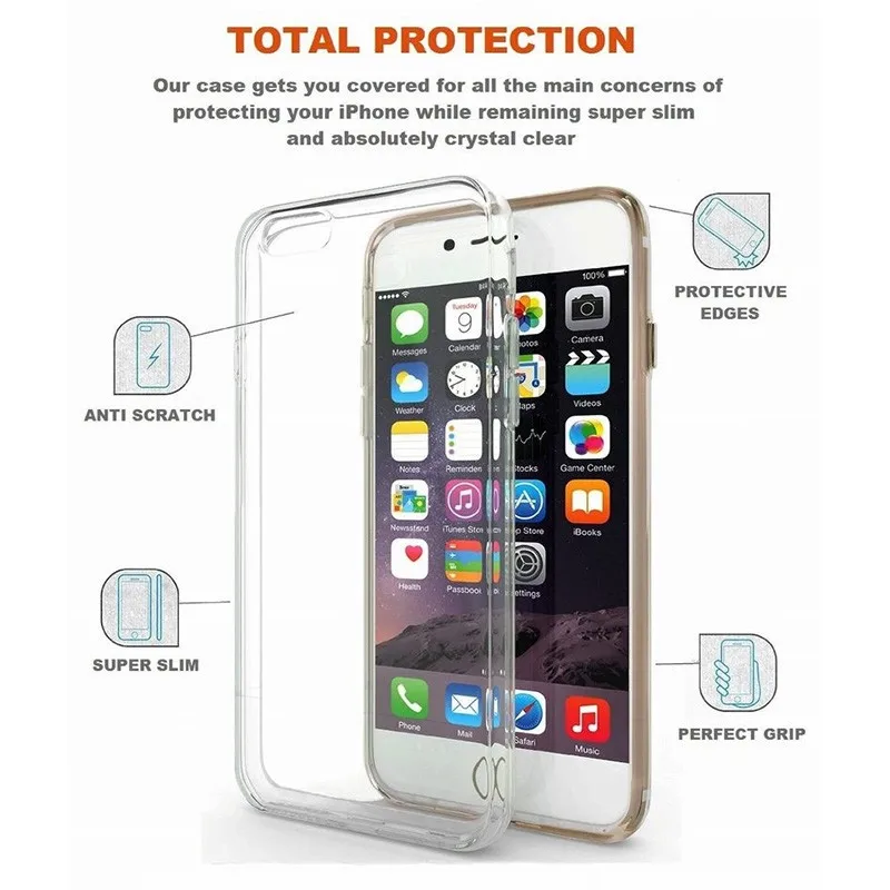 Прозрачный чехол для iPhone 6 S супер тонкий бампер прозрачный гибкие противопылевые