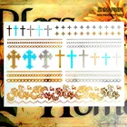 SHNAPIGN 24 стиля временное боди-арт, большой золотой синий крест дизайн, наклейка для татуировок Flash Keep 3-5 дней Водонепроницаемый 21*15 см