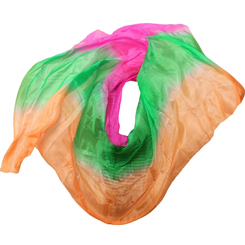 Регулируемая 100% Шелковая танцевальная вуаль ручной работы окрашенная