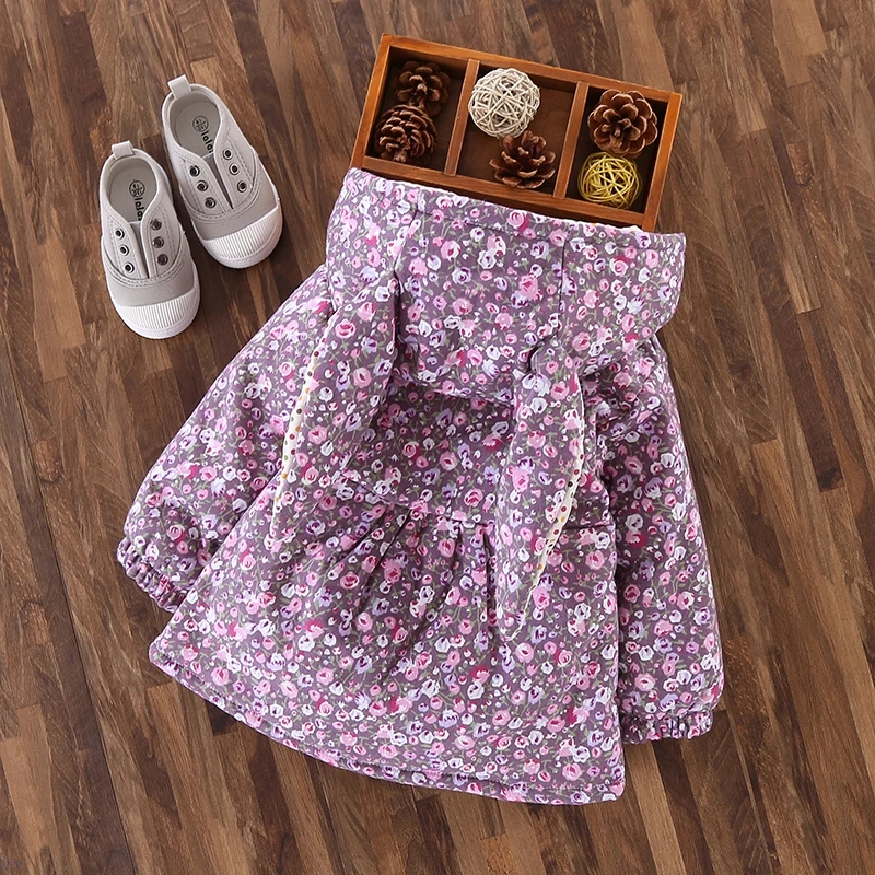 Зимняя хлопковая Детская куртка с капюшоном и бантиком для маленьких девочек