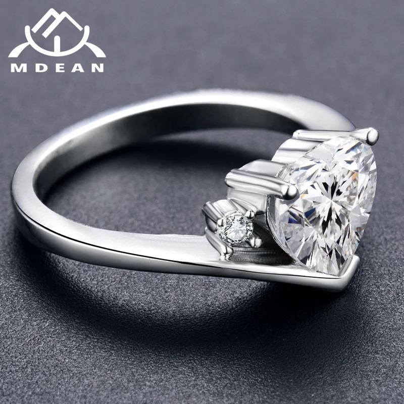 MDEAN White Gold Color Engagement Rings For Women Heart AAA Zircon Jewelry Fashion Wedding Ring Size 5-12 H999 | Украшения и