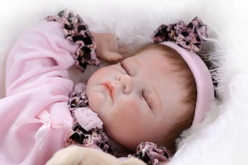 New 55cm Silicone Reborn Baby Dolls Sleeping Babies Lifelike Real Vinyl Belly Girls Bebe Alive Brinquedos Bonecas | Игрушки и хобби