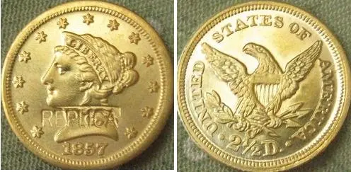 Копировальные монеты $2 5 Liberty Gold 1857-O | Дом и сад