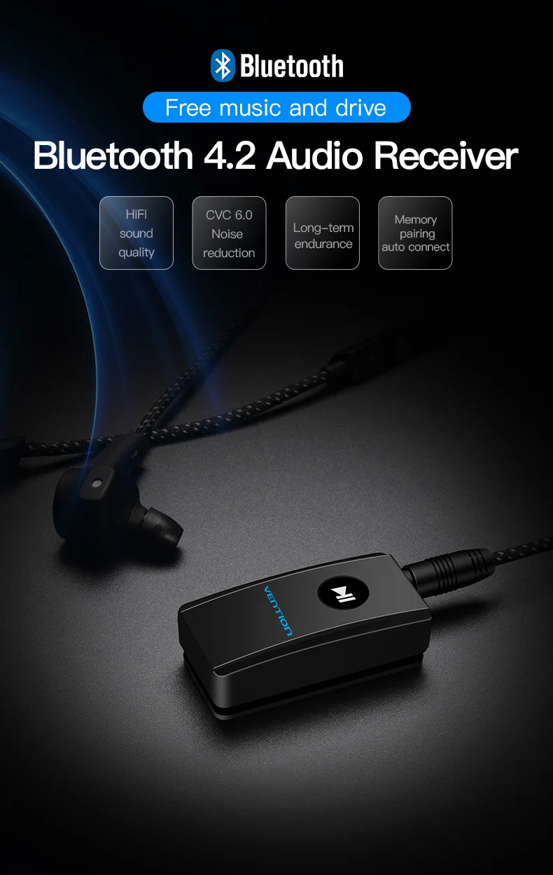 Vention беспроводной Bluetooth приемник 4,2 Aux 3,5 мм Bluetooth аудио приемник музыкальный адаптер для автомобиля стерео наушники Динамик MP3