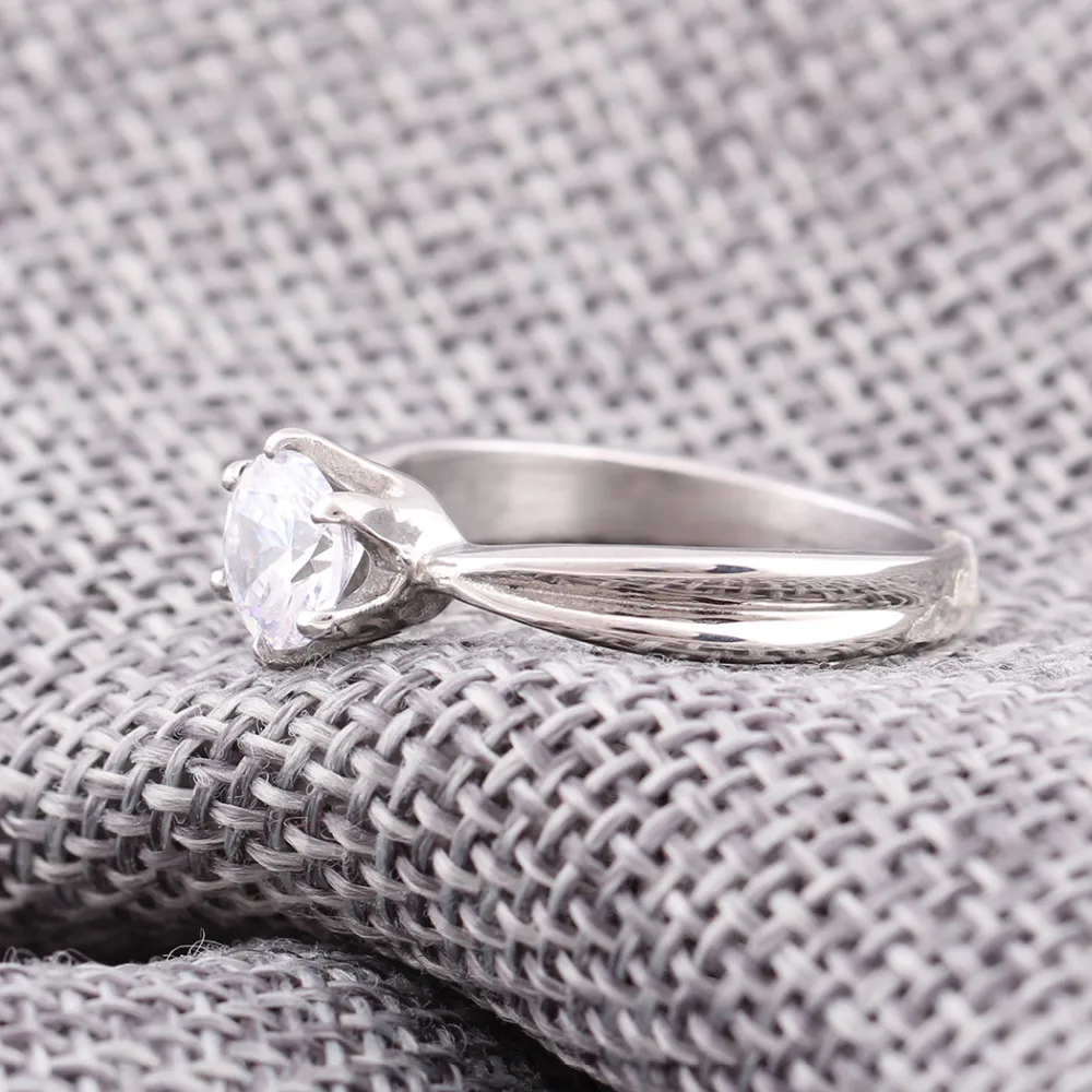 AAA фианит установка канала из нержавеющей стали Свадебные Кольца для женщин |