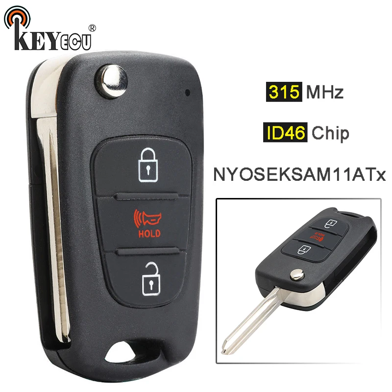KEYECU 315 МГц ID46 чип NYOSEKSAM11ATx сменный складной дистанционный ключ с 3 кнопками для Kia