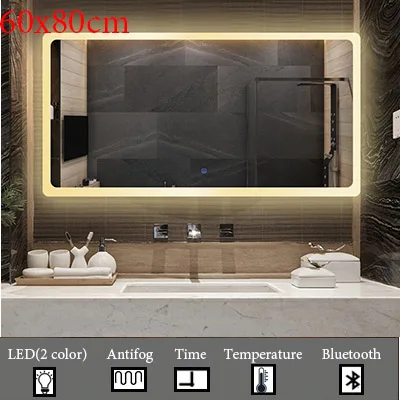 M018C-600x800mm Квадратное стеклянное зеркало для ванной, настенное, умное Сенсорное, противотуманное, светодиодный, туалетное зеркало, Фреска с влагостойким зеркалом для ванной, туалетный столик на заказ - Цвет: M018C-600x800mm
