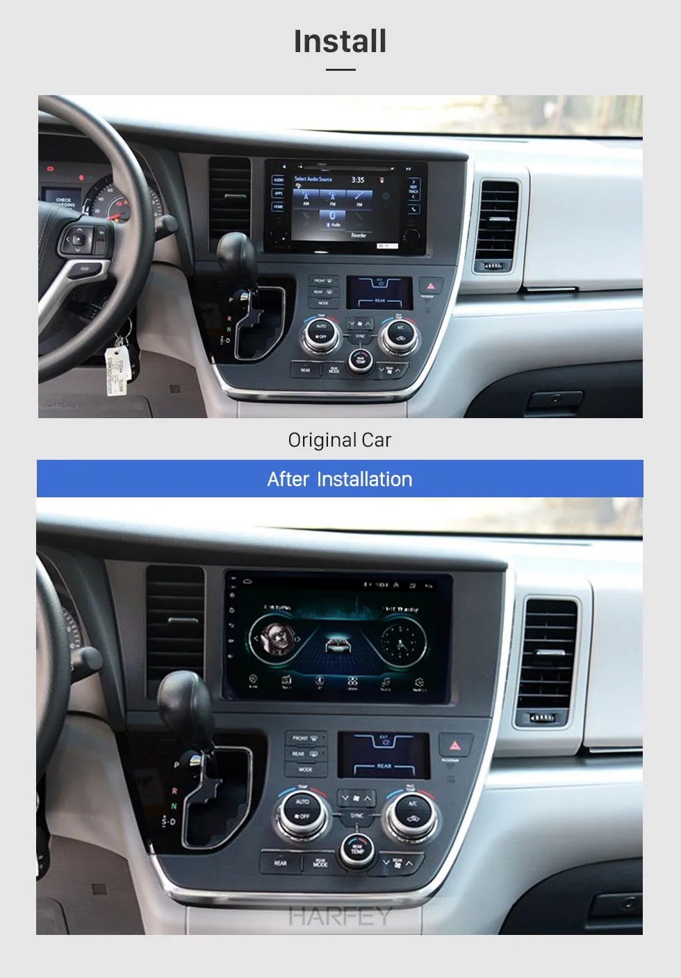 Harfey для TOYOTA Sienna Android 8,1 Автомагнитола Wifi gps навигация 2 Din 9 дюймов головное устройство сенсорный экран SWC мультимедийный плеер