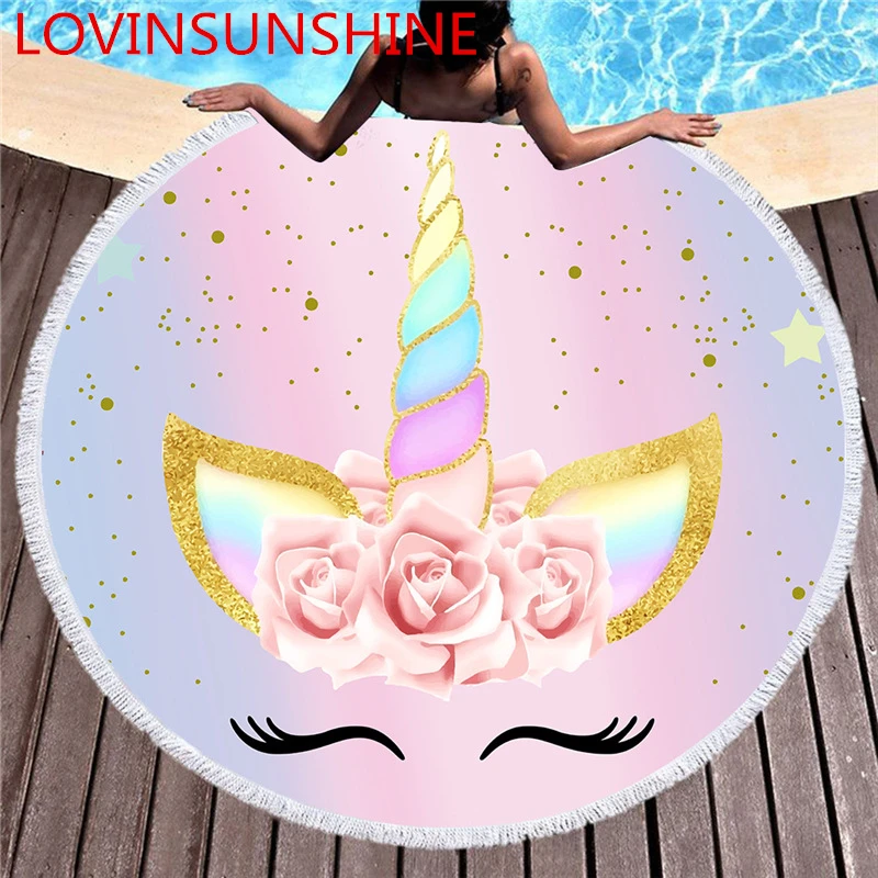 Пляжное полотенце LOVINSUNSHINE пляжное из микрофибры с рисунком единорога сумка для