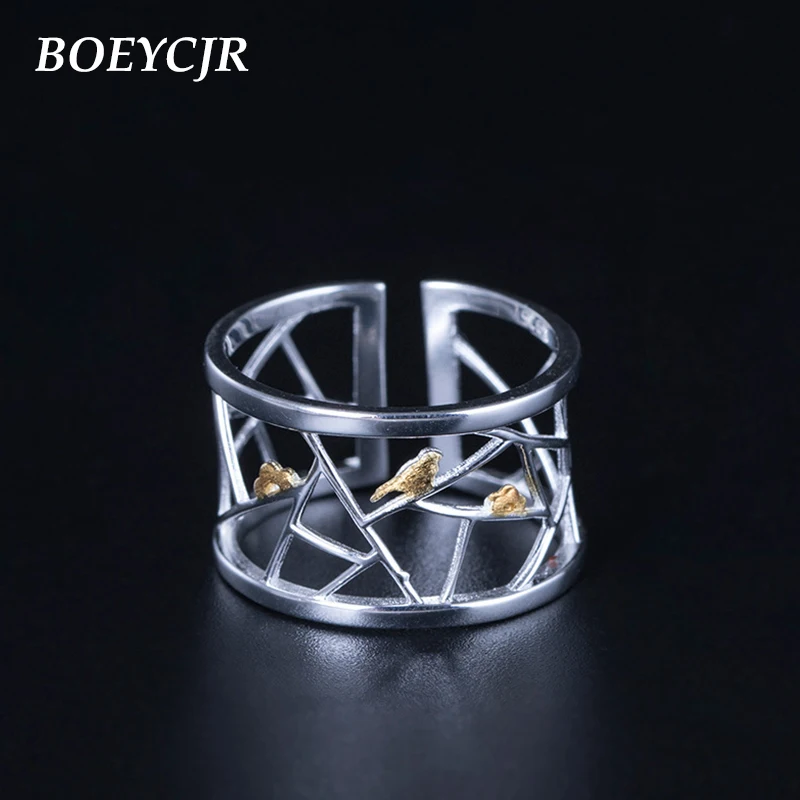 BOEYCJR S925 Серебряные регулируемые этнические полые серебряные украшения в виде