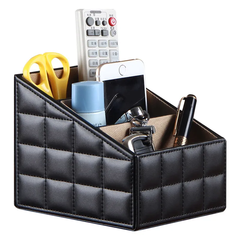 

PU Leather Remote Control Cosmetics Storage Box Coffee Table Desktop Storage Box