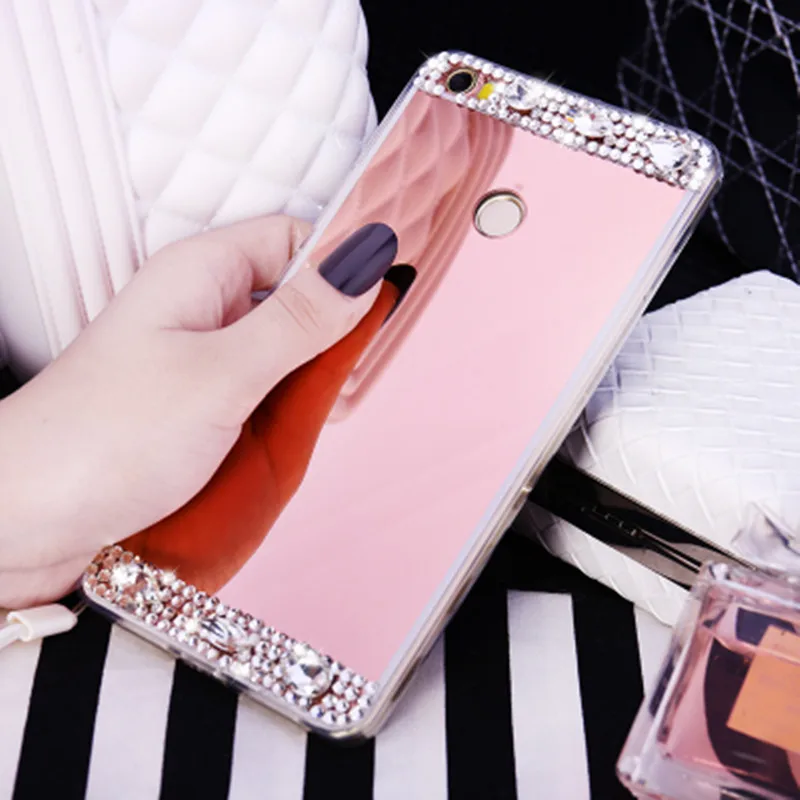 Модный зеркальный чехол с алмазным блеском для Huawei Nova 4 P Smart 2019 Enjoy 9 Plus 7 Nova3 3E 3i 2 2S Y7