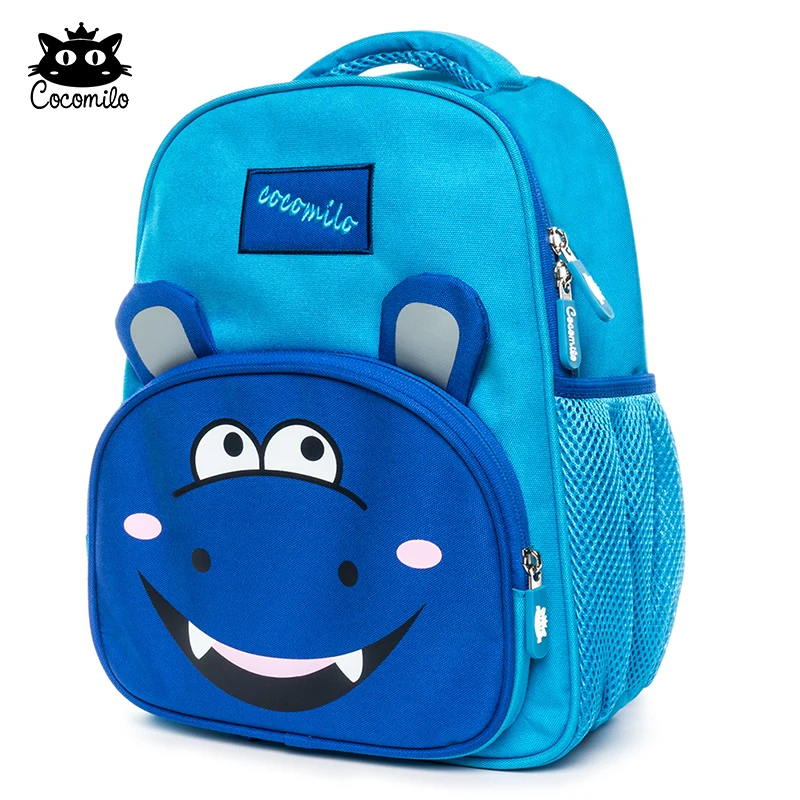 Cocomilo Orthopedic Children Cartoon Hippo School Bags Kids Kindergarten school bag Animal Backpack Waterproof Satchel 3-5 Years