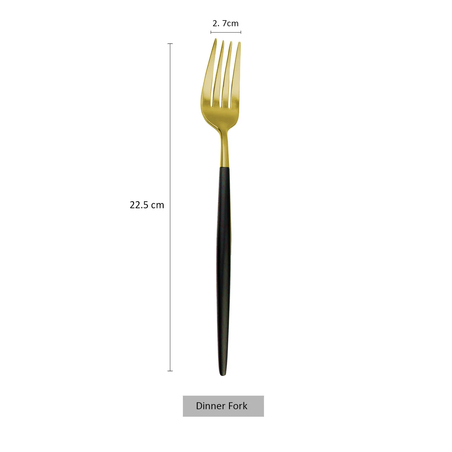 Dinner Fork 18/10 нержавеющая сталь набор посуды с черной ручкой Золотой столовый набор для кухни Обеденный нож, вилка, набор Чайной Ложки Посуда Прямая поставка - Цвет: Dinner Fork