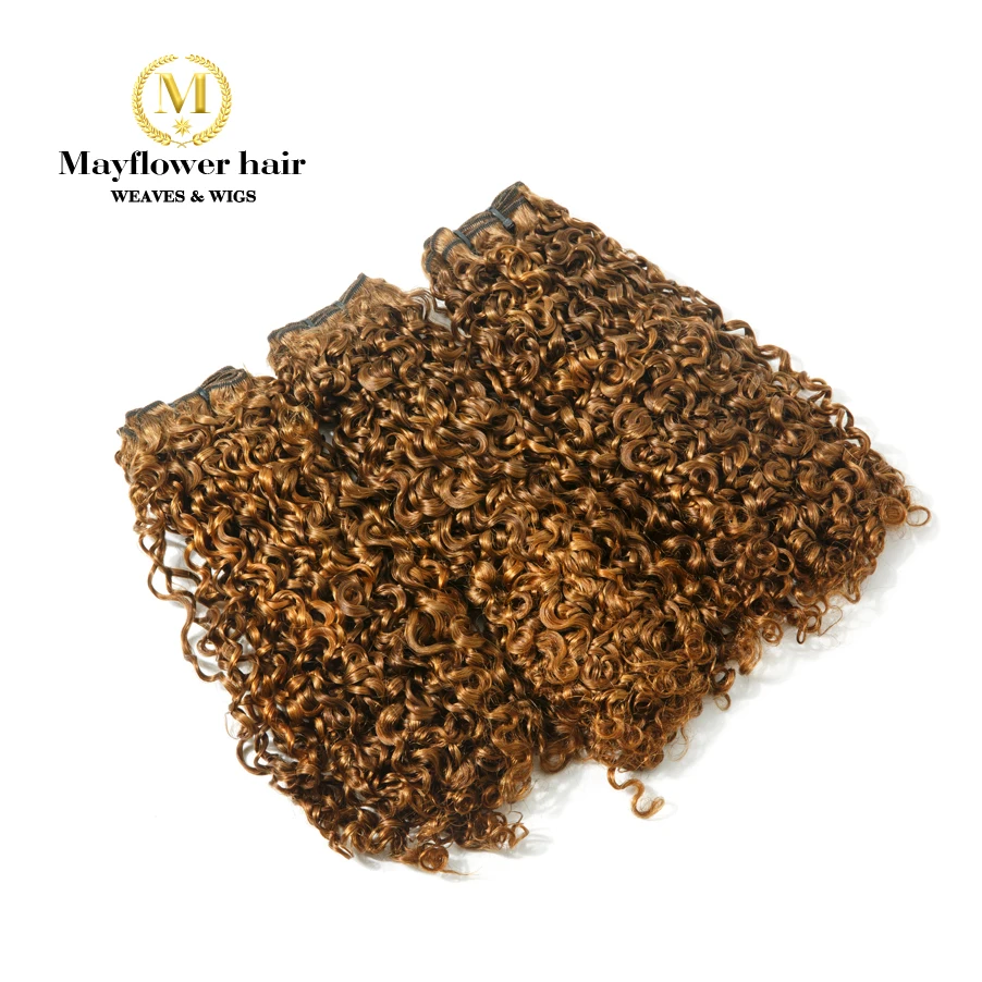 Mayflower Фунми волосы крошечные локон 1/2/3 Связки Смешанная Длина 10-1" двойные вытянутые волосы Remy пикселей curl цвет#30