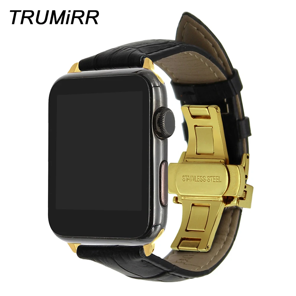 Ремешок из натуральной кожи для iWatch Apple Watch SE 38/40/42/44 мм Series 6 5 4 3 2 1|leather watchband|butterfly