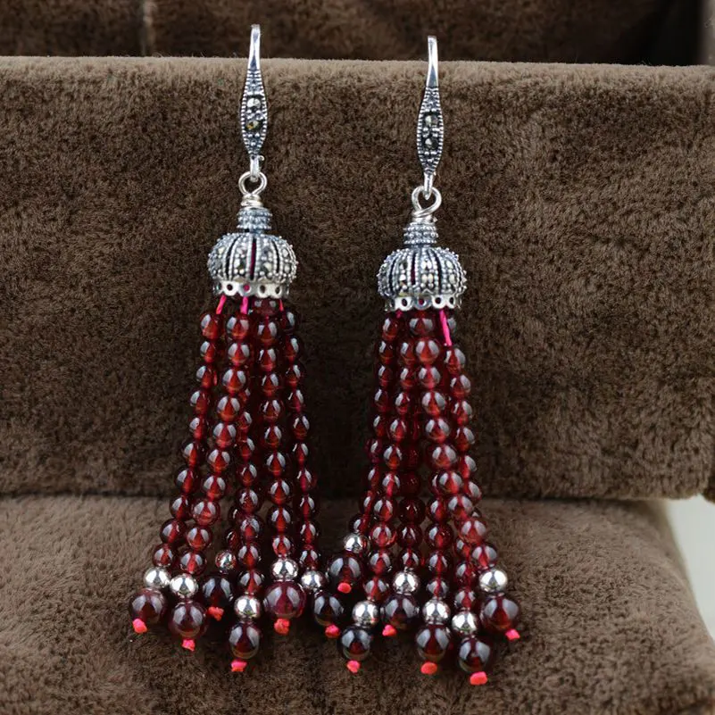 Женские серьги из серебра 925 пробы с натуральным гранатом|earrings for|earrings for women