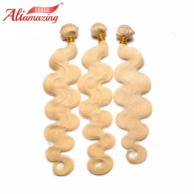 Али Amazing Hair Remy #613 блонд волосы с 4x4 шнуровкой бразильские волнистые 3 пучка